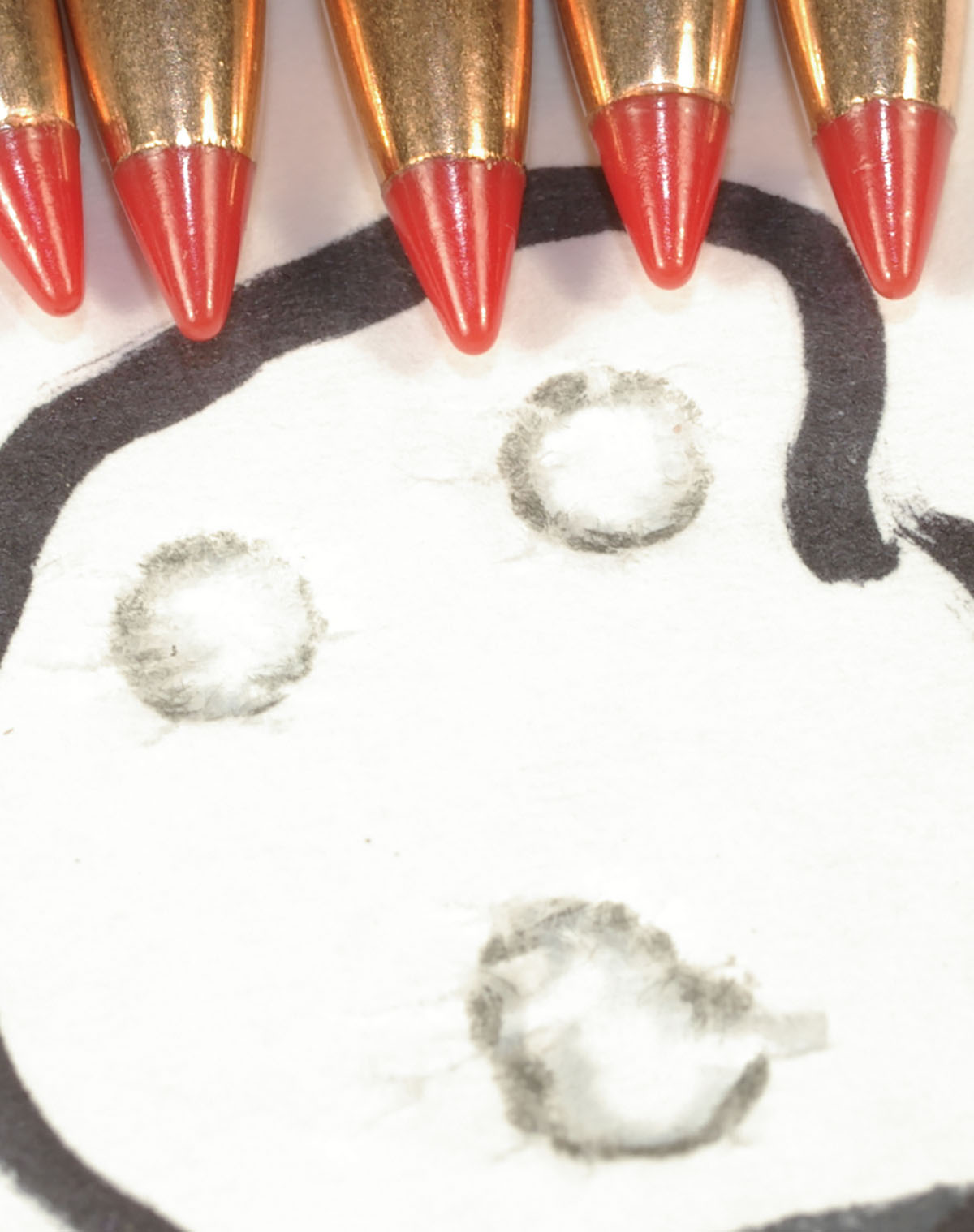 This group was shot with Hornady 2-0grain V-VAXs.