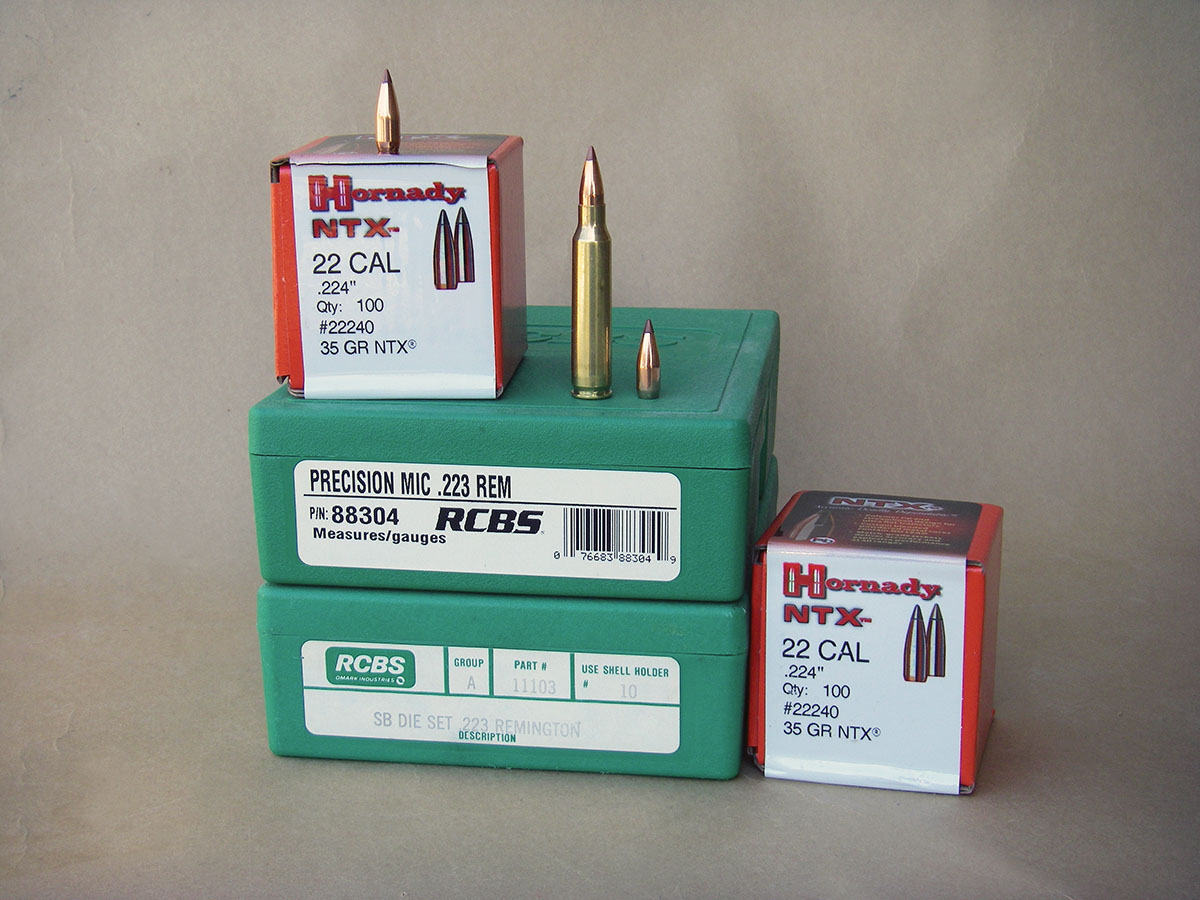 In Brian’s .223 Remington handloads, Hornady’s 35-grain NTX bullets performed well. Velocity was nearly 4,000 fps with 26.8 grains of Accurate 2200, and 100-yard groups were well under an inch.