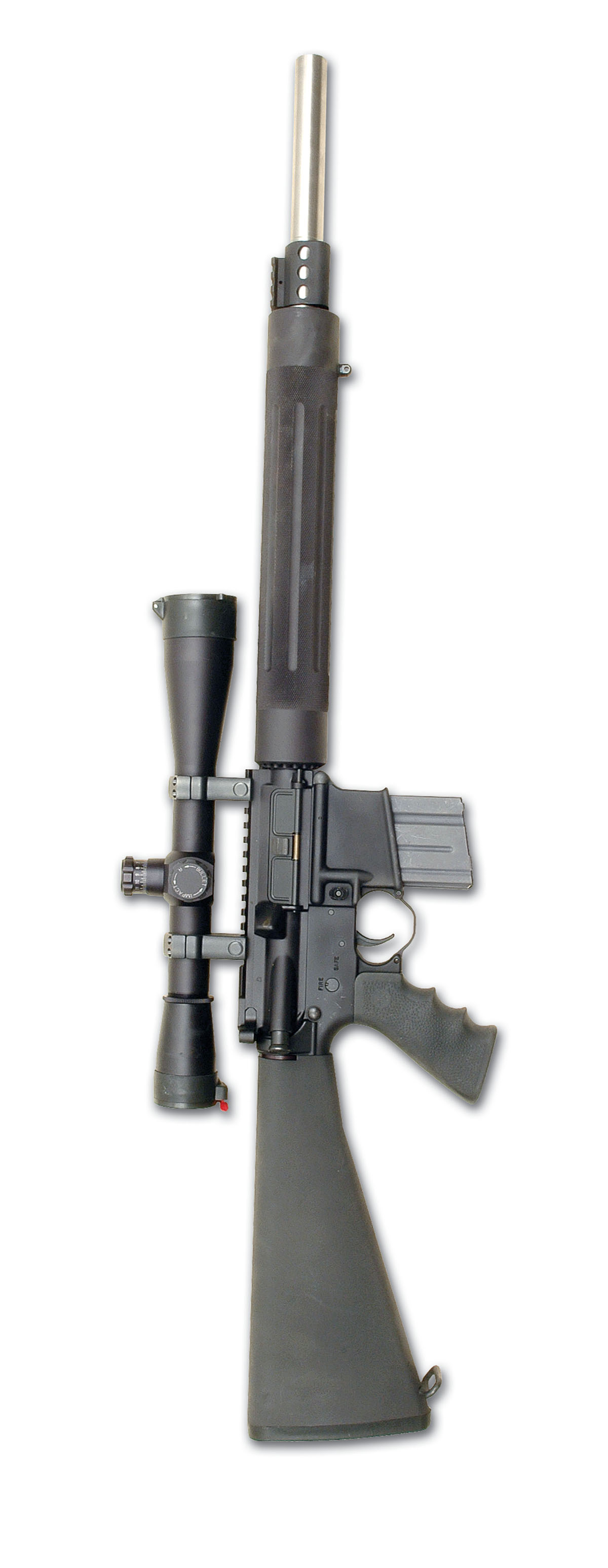 This Rock River  A4 Varmint rifle is chambered for the .223 Remington.