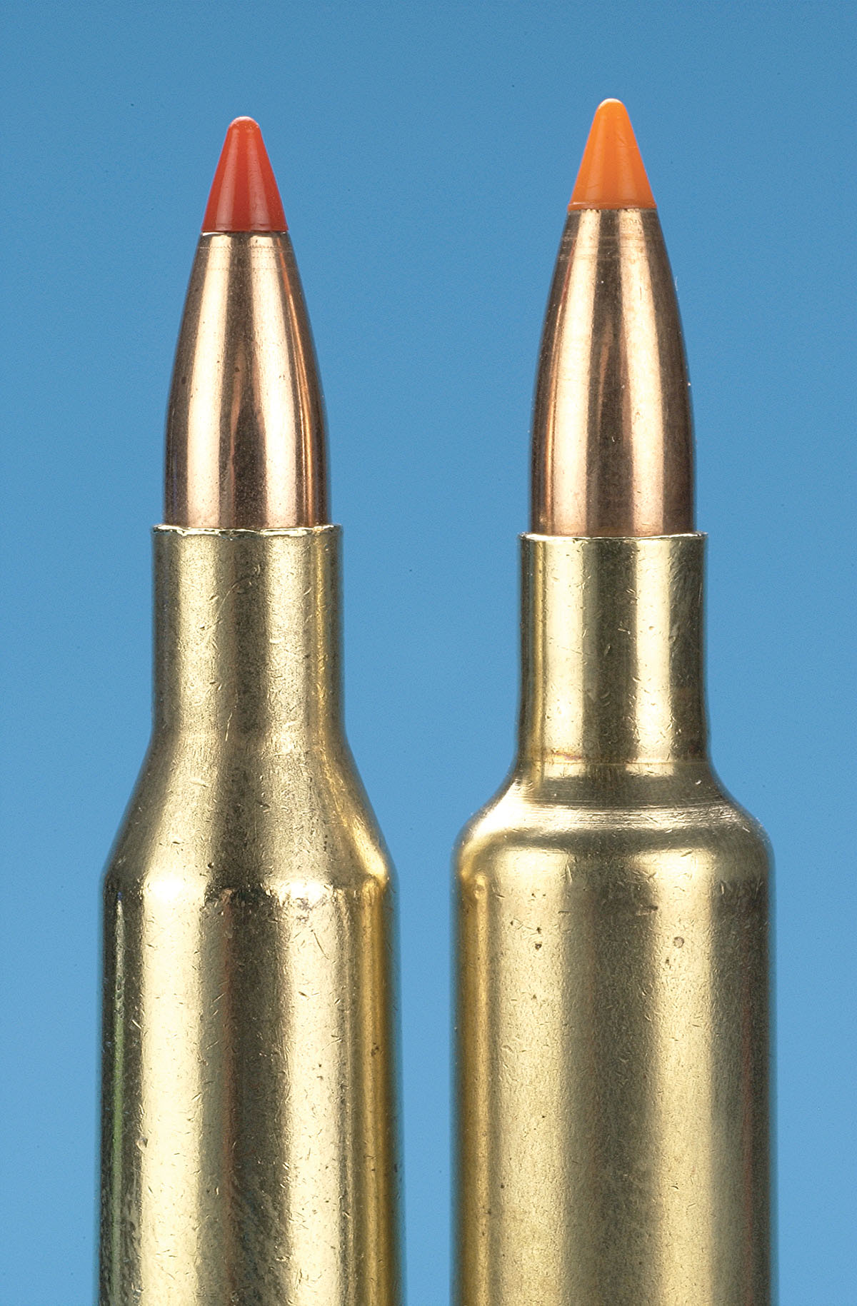 On the left is the .220 Swift; on the right is the formed .220 Weatherby Rocket.