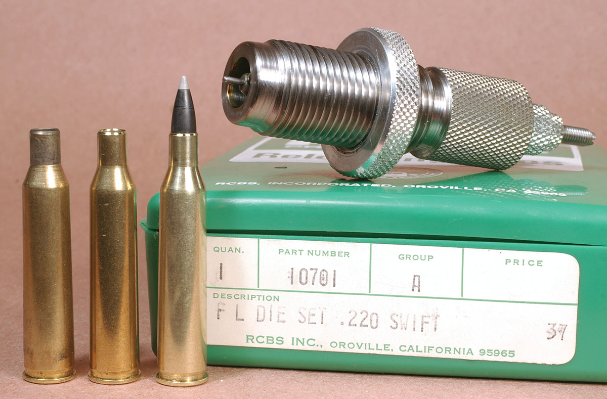 With top loads the 220 Swift cases did stretch quite a bit. They also stretched some more when run into a sizing die. However, Swift cases did not lengthen when they were pulled back out of the sizing die and over the expander ball.