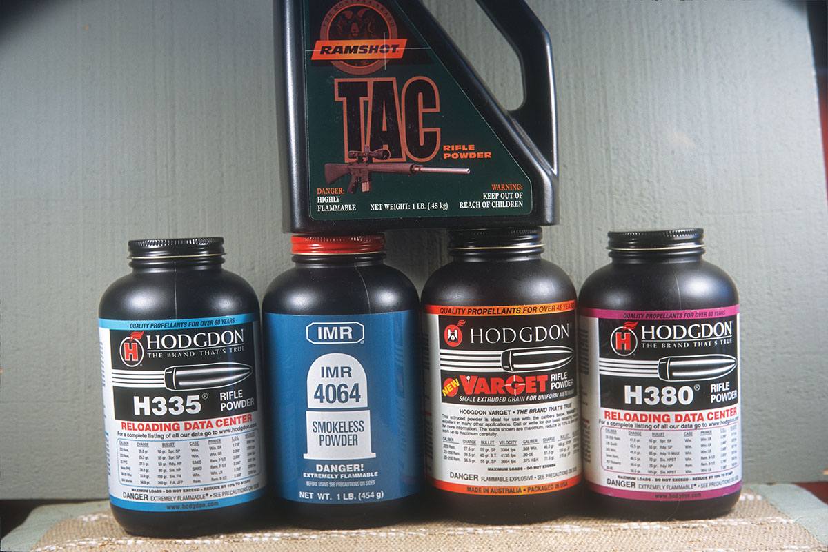 Dick’s favorite powders for varmint cartridges include single-base, extruded and double-base spherical versions from Ramshot, Hodgdon and IMR.