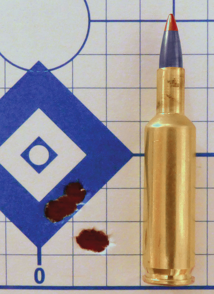 The 17/23 SMC Long-Neck wildcat, coupled with H-322 powder and Hornady 25-grain V-MAX bullets performed well early on.