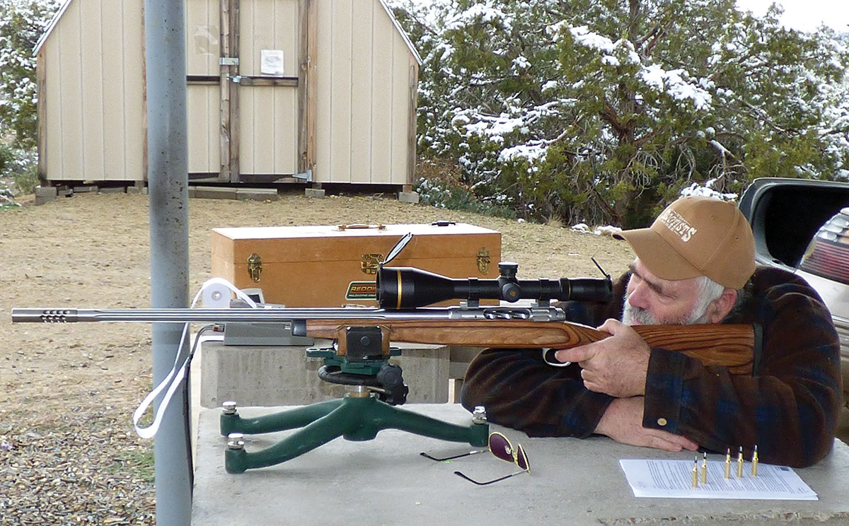 Mic’s first rifle was built on a laminated stock, which he planned to switch out for a lighter McMillan stock.