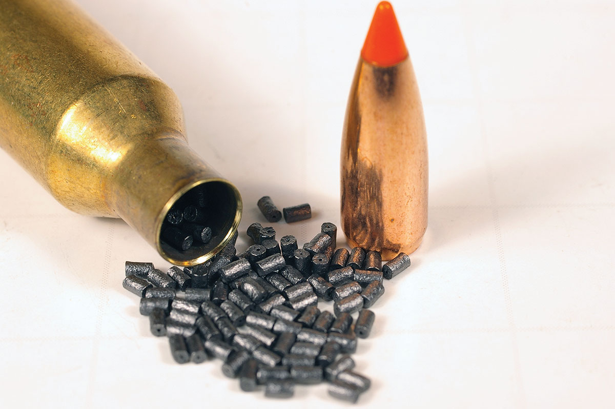 IMR-4166 fairly well fills the 204 Ruger and 223 Remington cases, which helps provide uniform velocities and good accuracy.