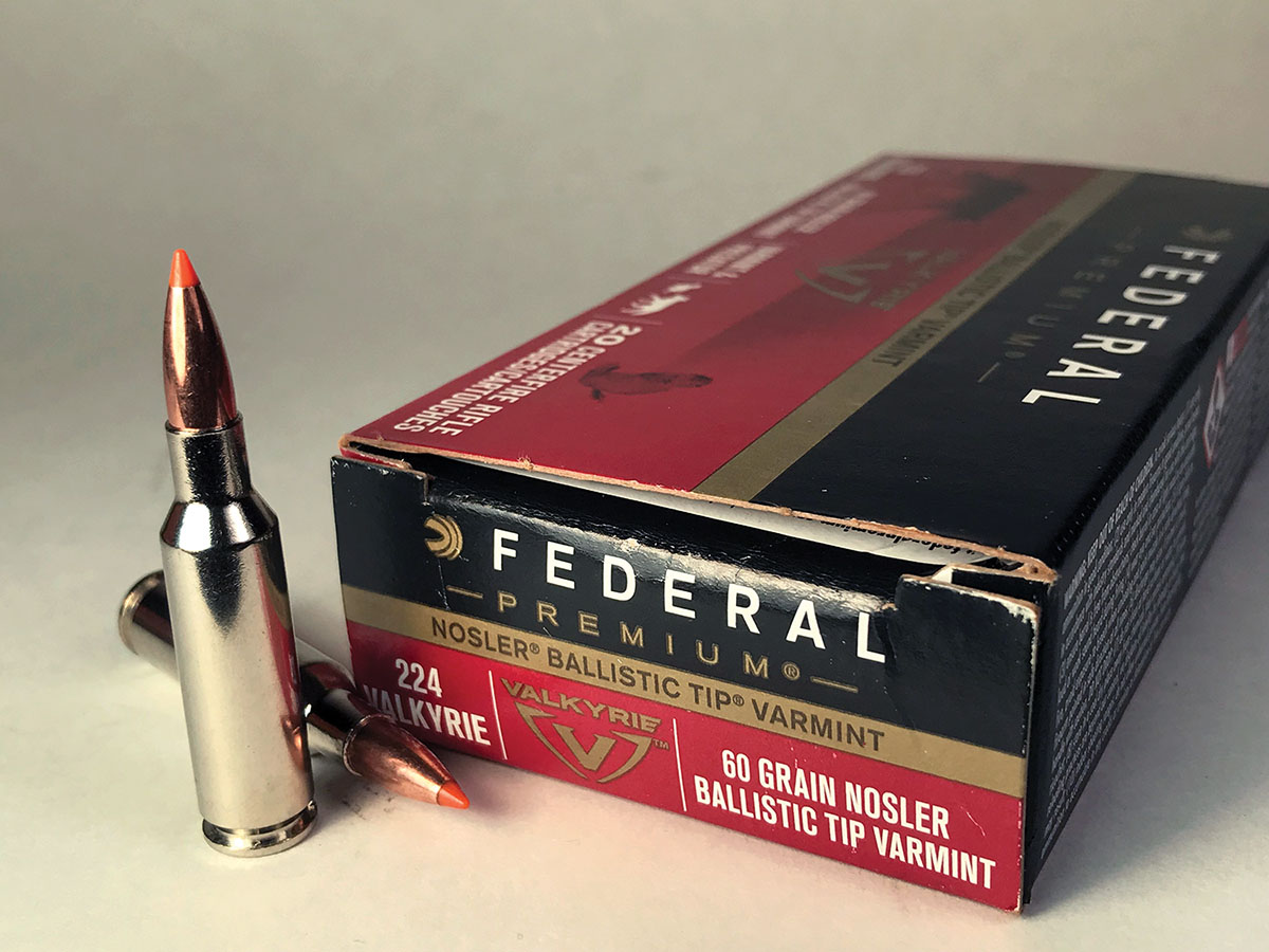 The 224 Valkyrie cartridges loaded with 60-grain Ballistic Tips are intended for varmint shooting.