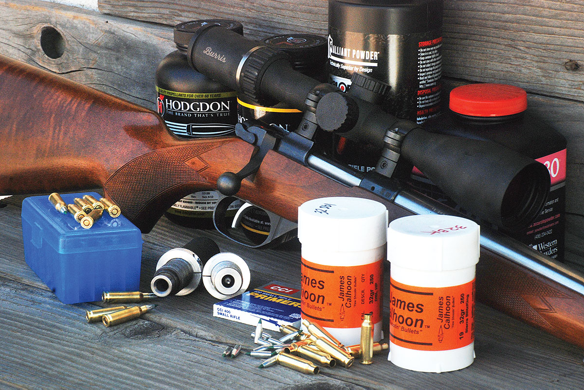 Used in the small CZ 527 Mauser-style action, the .19 Badger is based on the .30 Carbine case and fires 32-grain bullets at roughly 3,500 fps with little recoil and fouling. It is a perfect varmint cartridge for high-volume shooting.