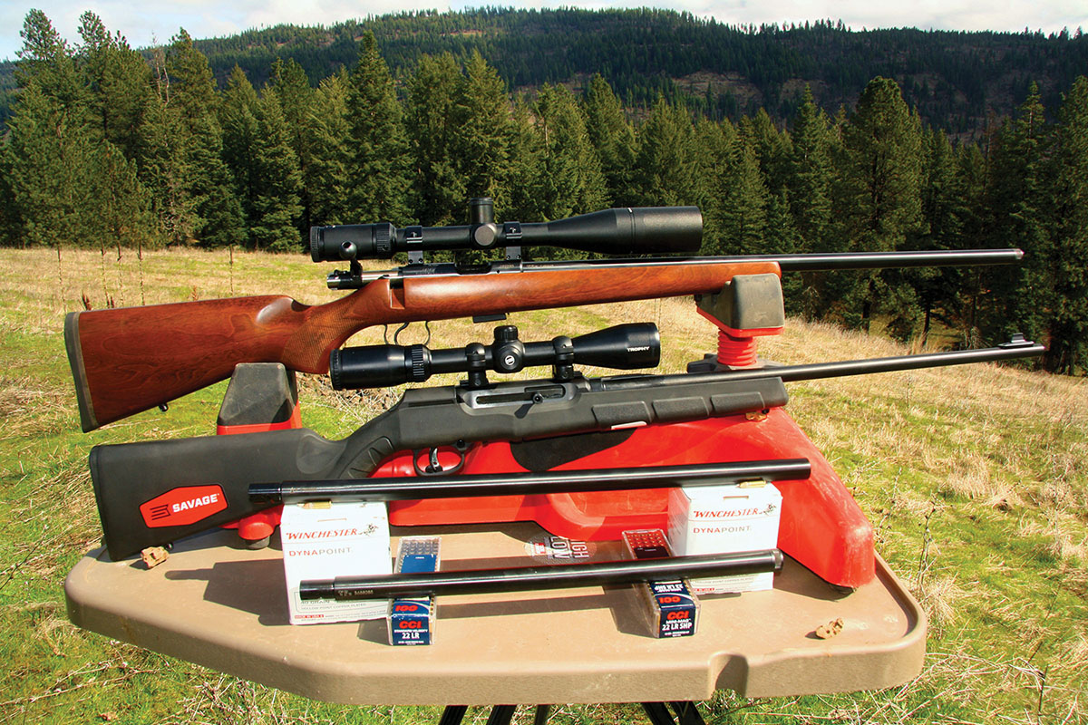 Loads were tested using a Savage A22 autoloader with a 20.5-inch barrel and a CZ 455 bolt action with three barrel lengths measuring 16.5, 20.5 and 24 inches.