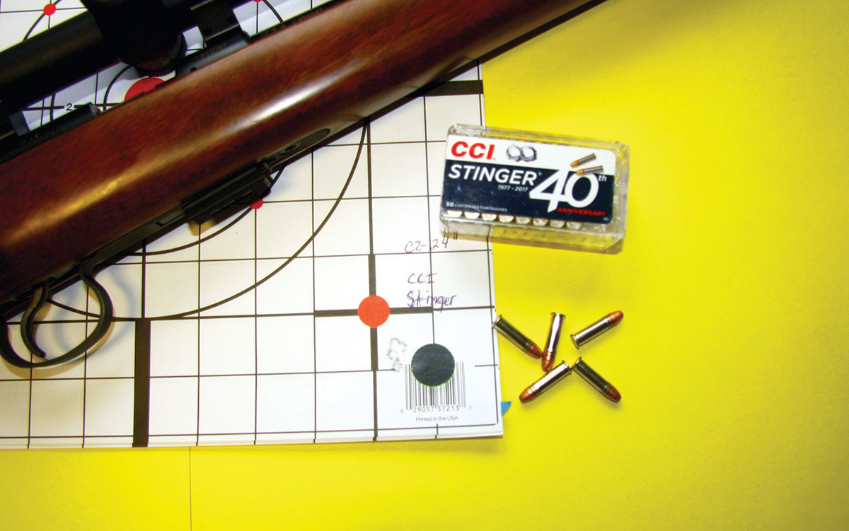CCI Stinger loads shot from a CZ 455 rifle with a 24-inch barrel dispel the common belief that hyper-velocity .22 LR ammunition is inherently inaccurate.