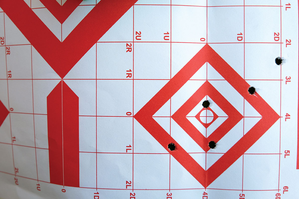 Here’s what happens when a too-long bullet (Berger 64-grain FB Varmint HP) is fired from a .22-250 Remington with a 1:14 twist barrel.