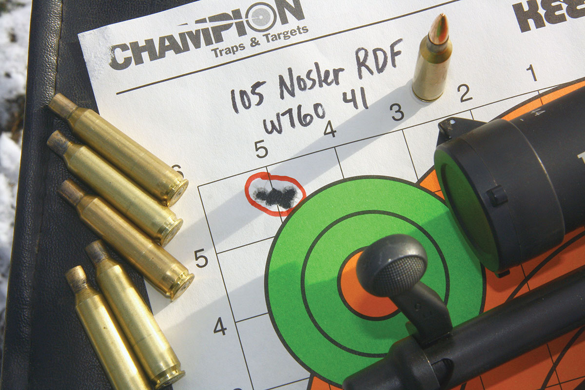 Of the 17 6mm bullets tested, Nosler’s 105-grain Reduced Drag Factor (RDF) featured the highest ballistic coefficient at .571. It gave one of the tightest groups of the test.