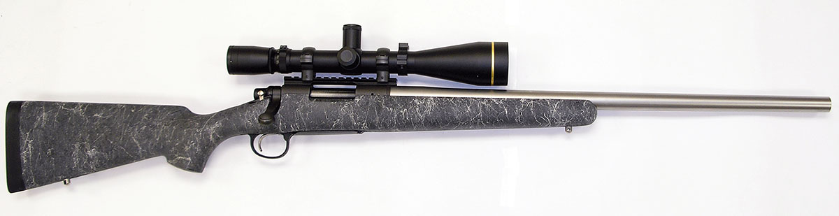 A CZ 527 204 Ruger with a Lilja 24-inch sporter-weight barrel with a 1:12 twist and Leupold VX-3 4.5-14x 40mm Long Range scope serves as both a benchrest and “walking” varminter.