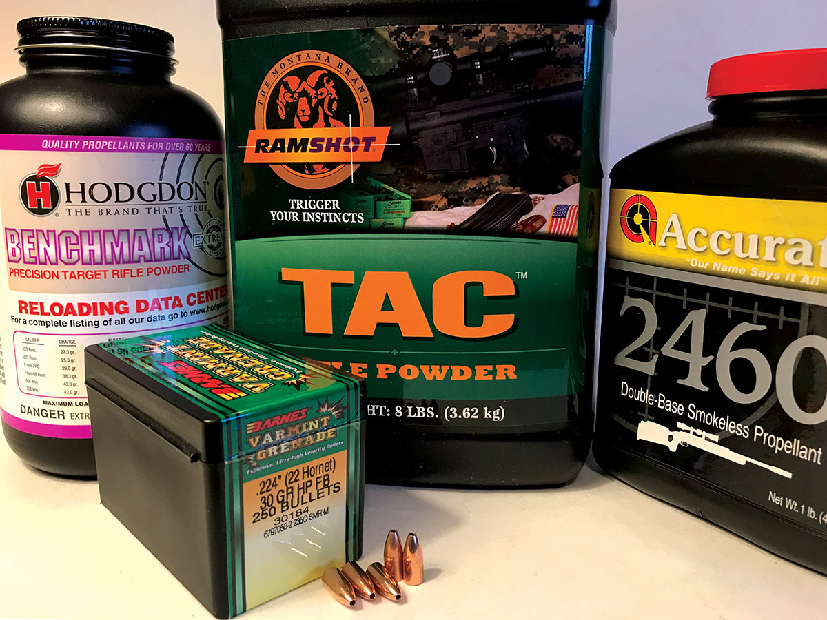 These powders worked well in the 223 Remington loaded with Barnes 30-grain Varmint Grenade bullets.