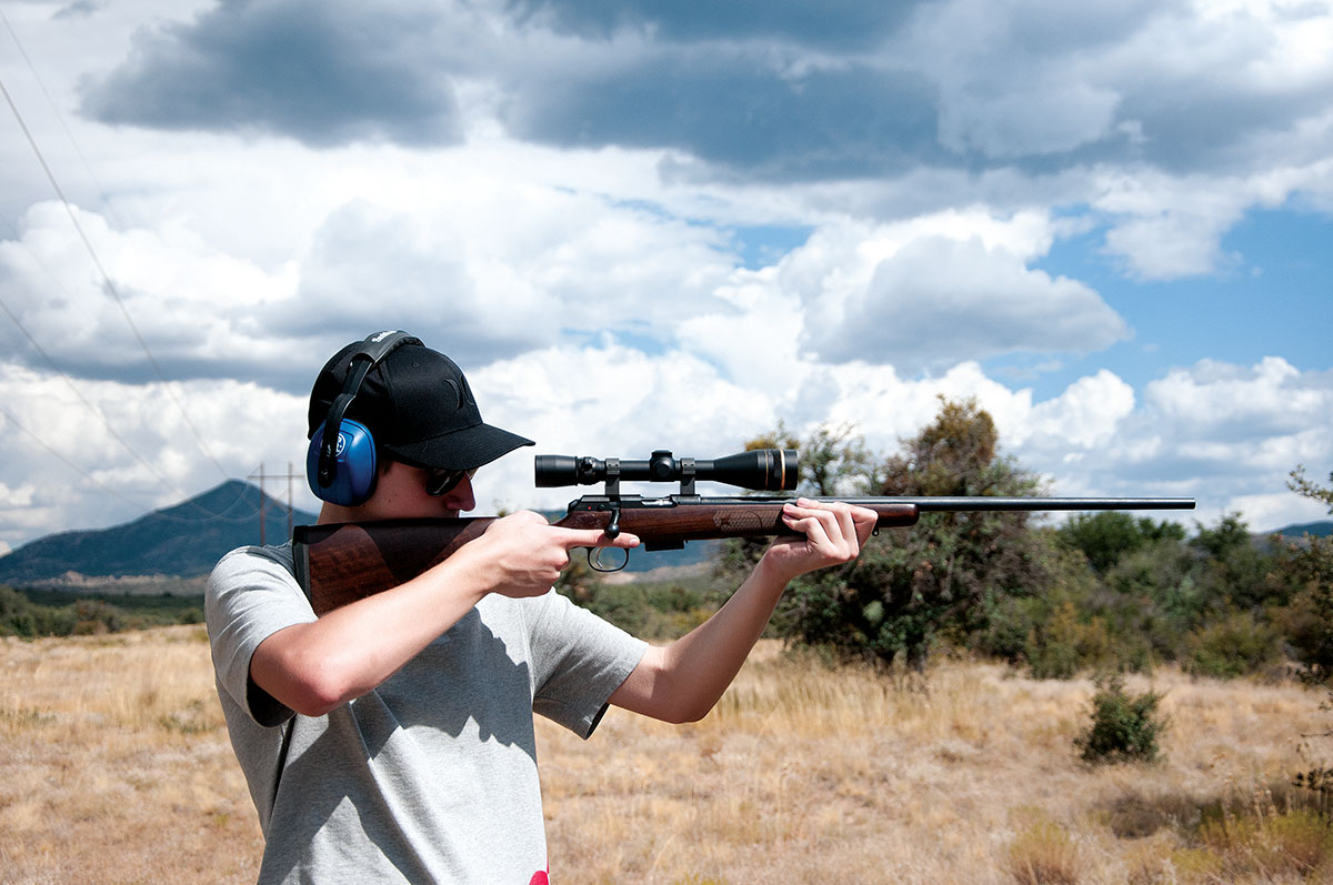 Note the straight lines of the 22 Magnum 457 varmint/plinking rifle. For testing purposes, it was topped off with an older Leupold 4.5-14x Vari-X III with an adjustable objective.
