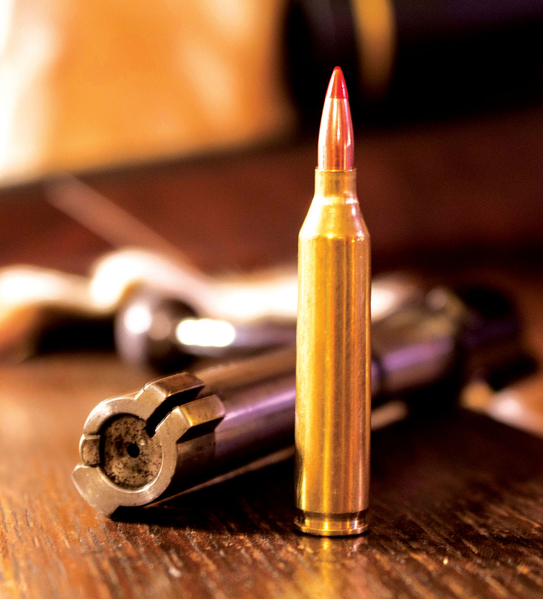 The bolt from the H&R rifle is a push-feed design with a slot for the blade ejector.