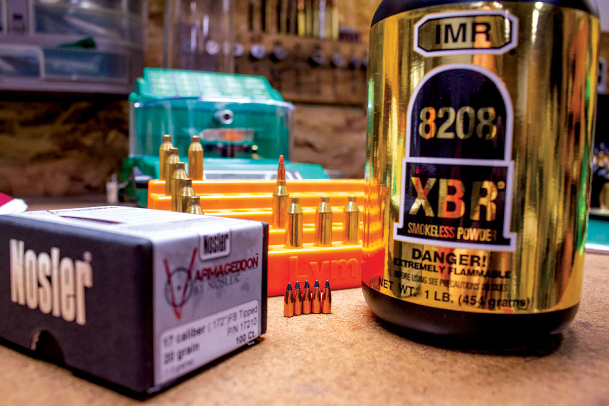 The Nosler 20-grain Varmageddon bullet over a charge of 8208 XBR proved to be a worthy combination in the 17-223.