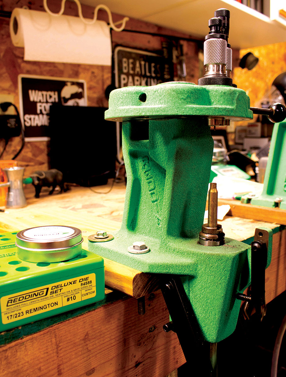 With a bit of Imperial Die Wax, 223 brass can be converted to 17-223 with one pass through a Redding resizing die.