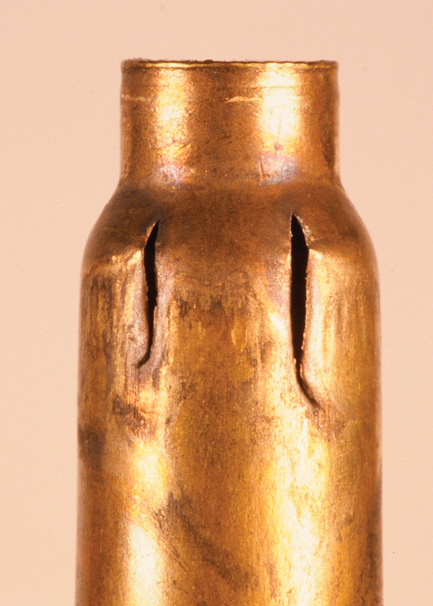 When fire-forming the .218 Bee case in the .218 Mashburn Bee rifle, expect some case splitting in the process.