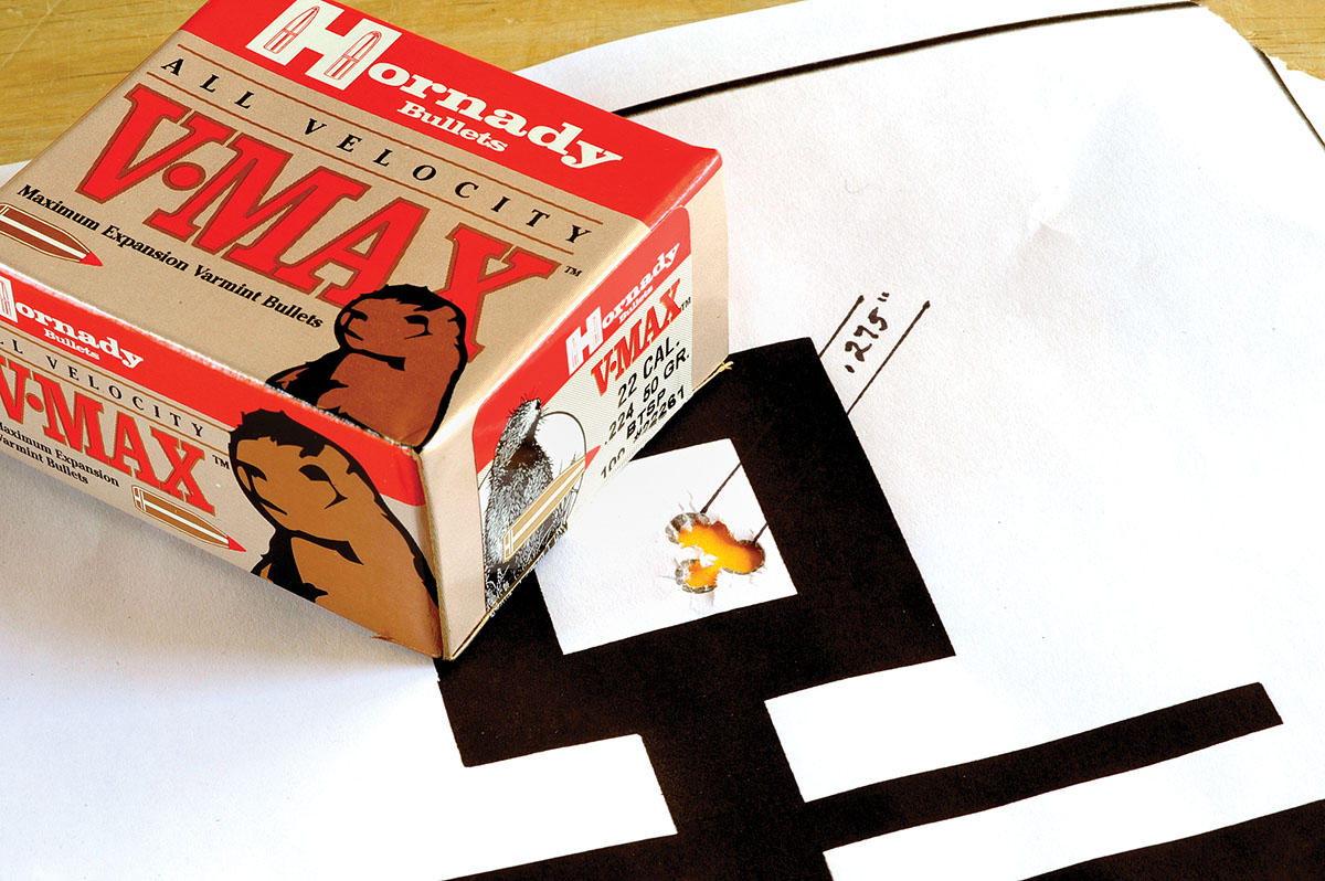 Using 17.5 grains of H-4198, the Hornady 50-grain V-MAX provided the smallest group.