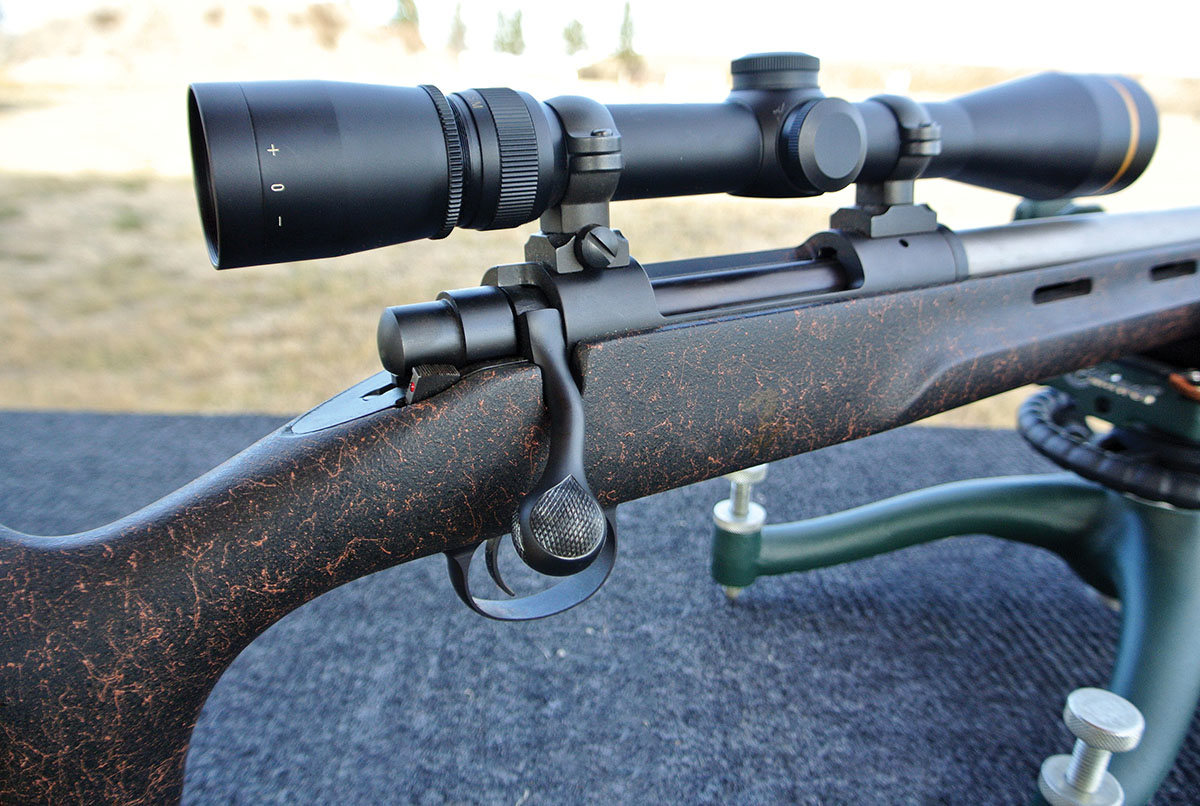 The hand-checkered bolt knob adds a distinctive touch to Rob’s rifle.