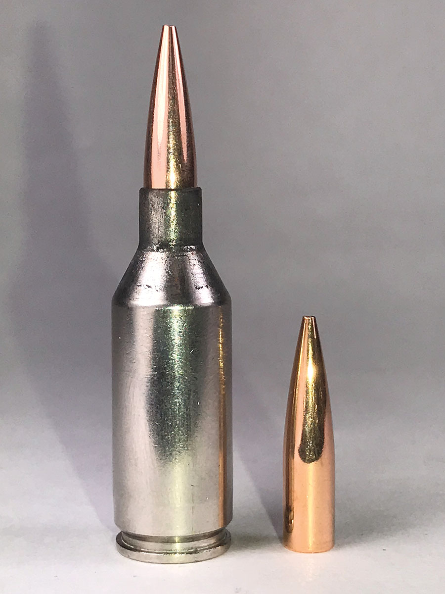 Long bullets seat fairly deeply in the .243 WSSM case, including the Berger 88-grain FB.