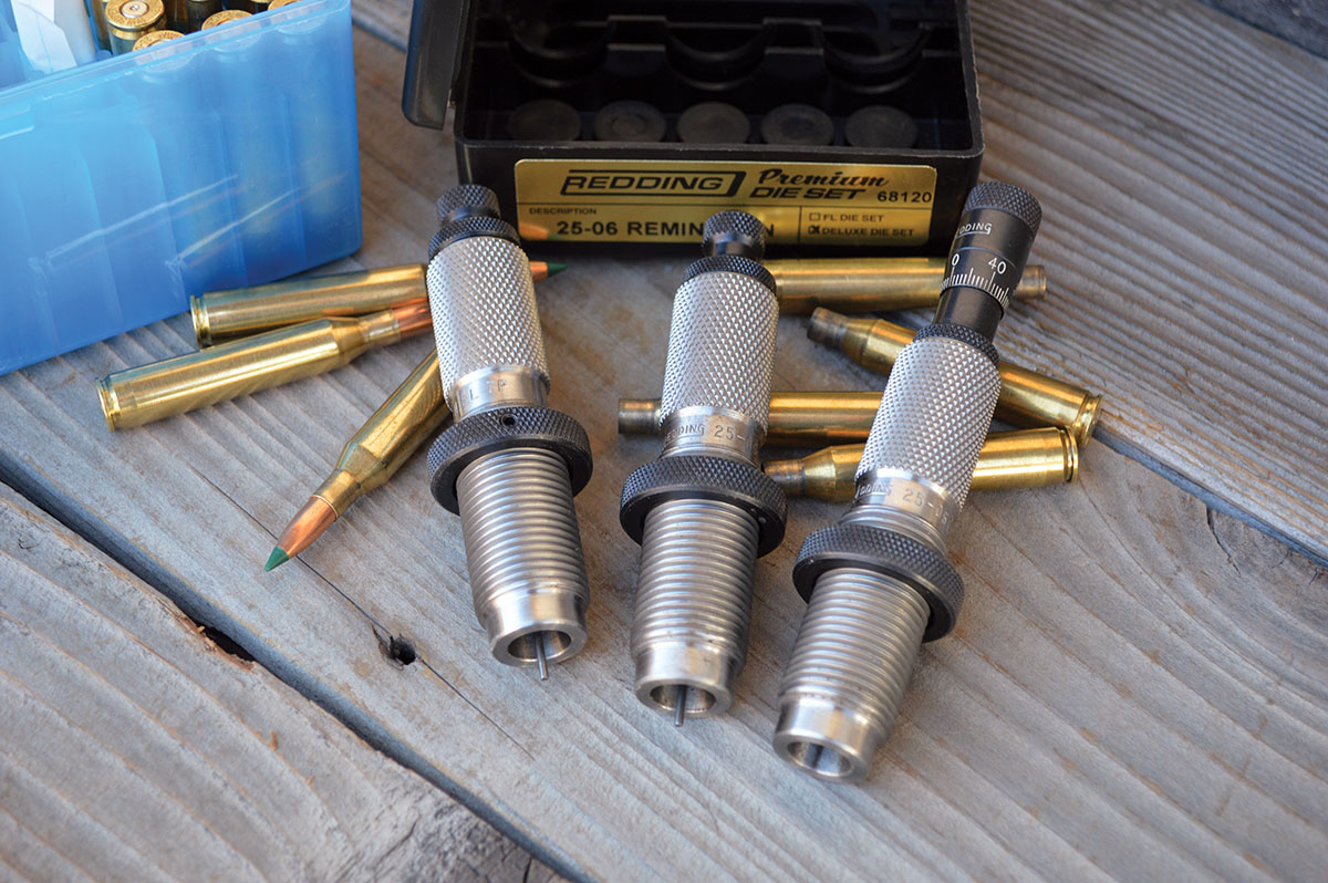 The Redding Premier die set includes both full-length and neck-sizing dies along with a micrometer-adjustment seating die. The micrometer seating die is excellent for a handloader who shoots multiple bullets in one rifle.