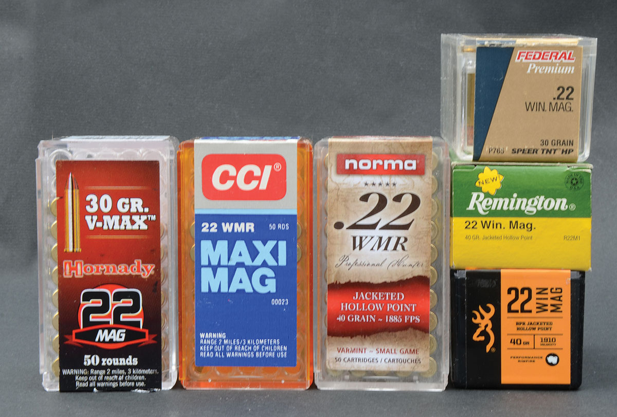 Beginning with its introduction in 1959 and for several years thereafter, .22 WMR ammunition was available only from Winchester loaded with 40-grain JHP and FMJ bullets. It is also available today from several companies with bullet weights ranging from 28 to 50 grains. About as many different .22 WMR loads are now available as for the .17 HMR.