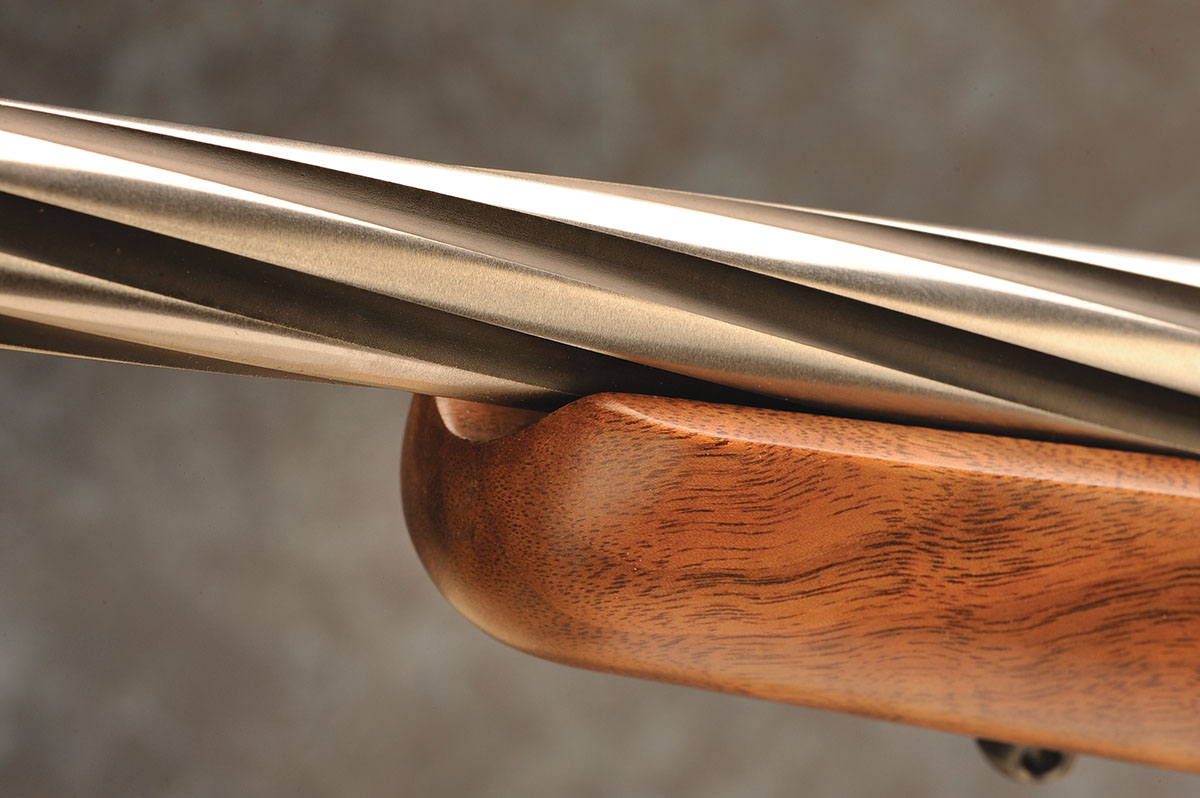 The barrel is free-floated from the receiver forward.