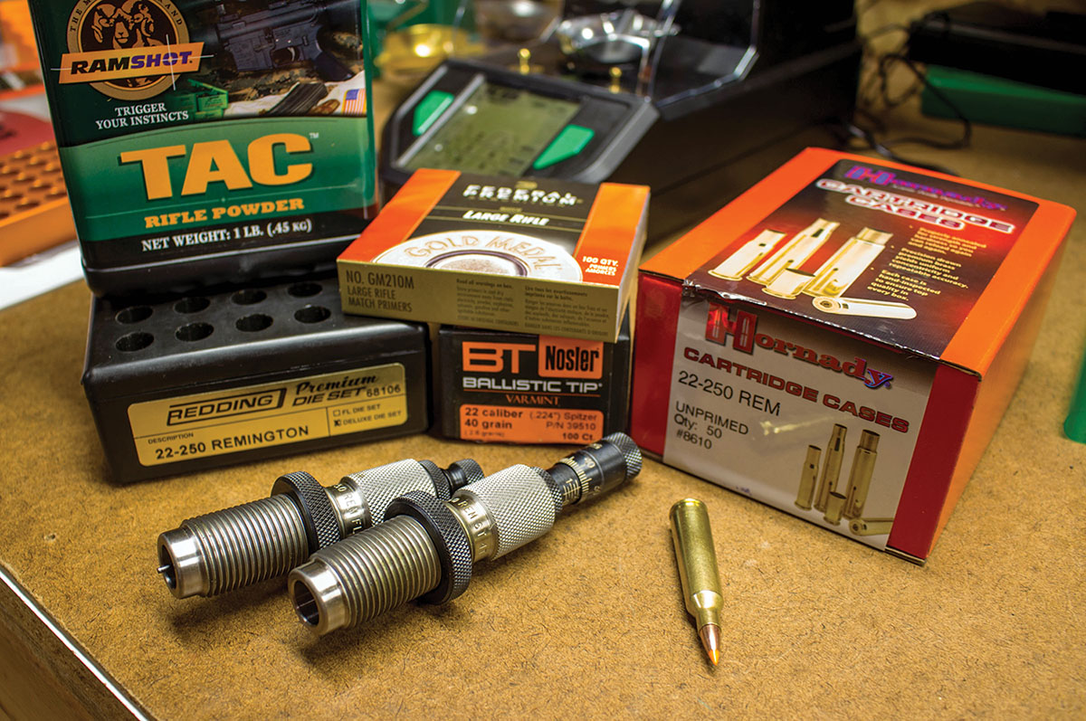 Redding’s Premium die set in 22-250 Remington helped create very consistent ammunition.