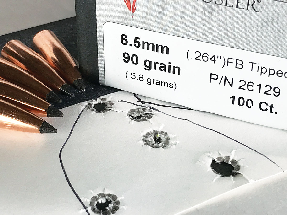 Nosler 90-grain Varmageddon bullets shot well at 100 yards.