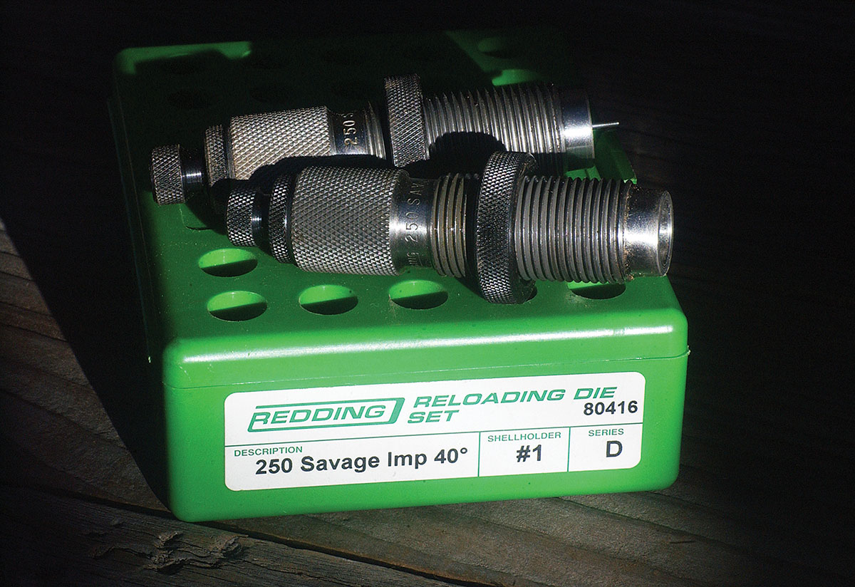 Redding 250 Ackley Improved dies were used for both case forming chores and reloading. This AI does not require an elaborate set of case-forming dies.