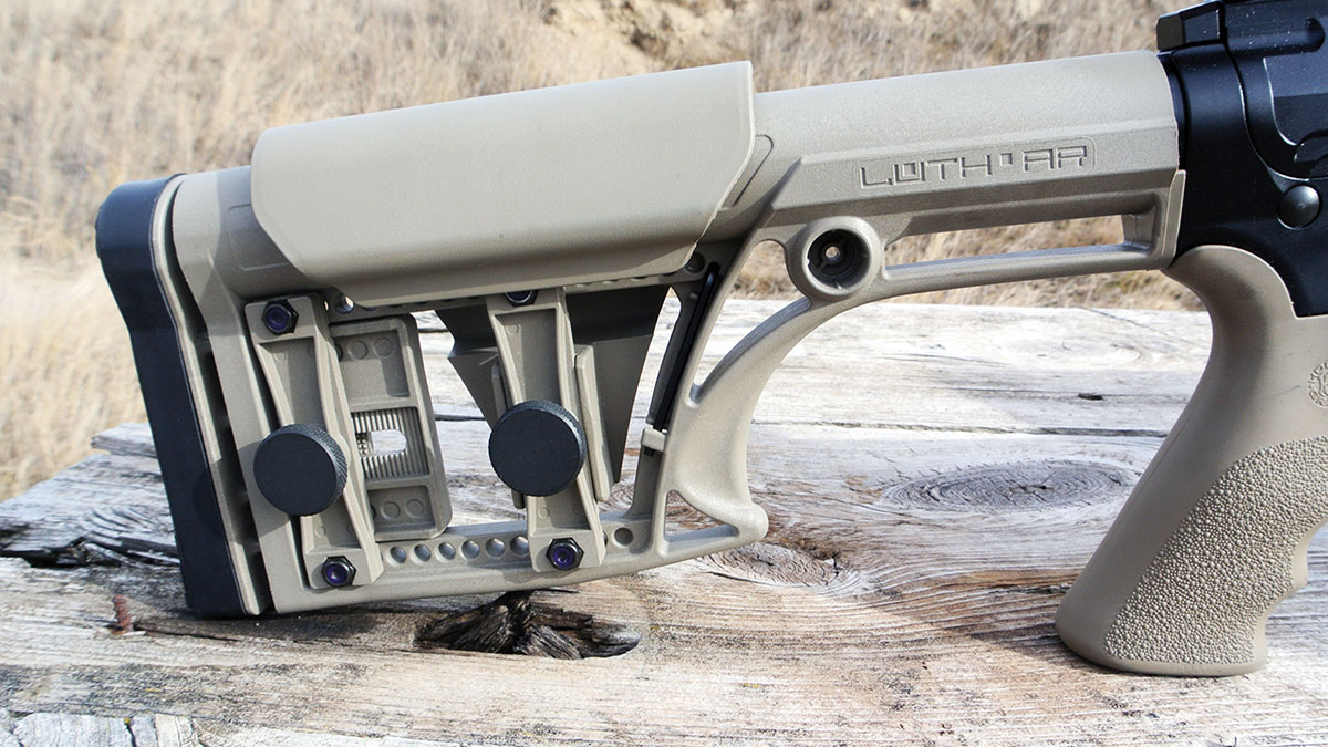 The light but sturdy Luth AR MBA buttstock is fully adjustable.