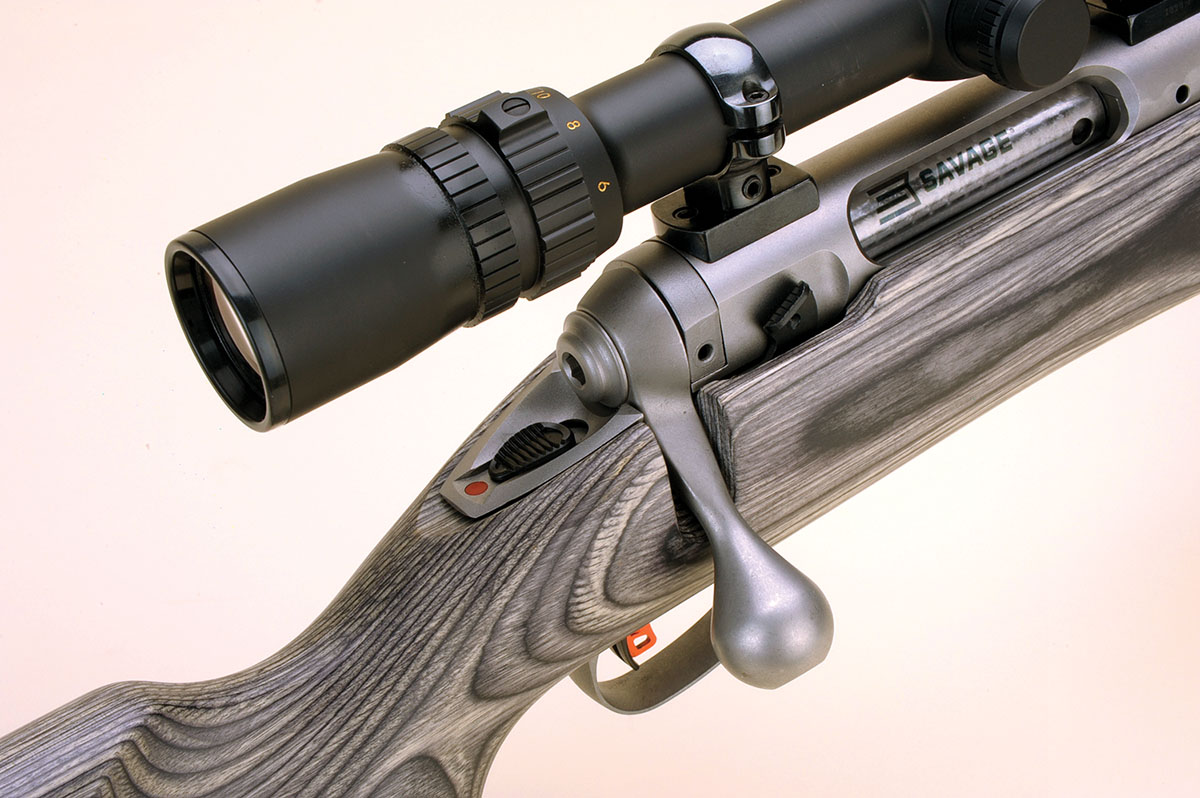 From any angle, the Model 12 Benchrest rifle is impressive. The rifle has a tang safety. To remove the bolt, press down on the lever on the right side of the receiver just ahead of the bolt handle.