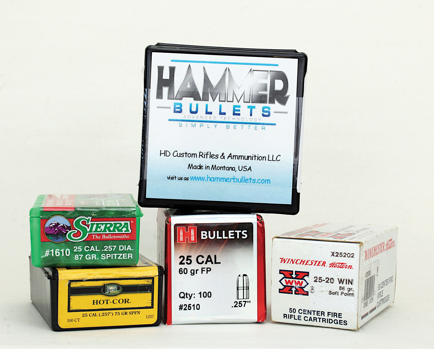 Though the Sierra bullet outperformed the others, the lighter 67-grain Shock Hammer has potential for varminting in the .25-20. The Winchester factory load provided a baseline for performance comparison.