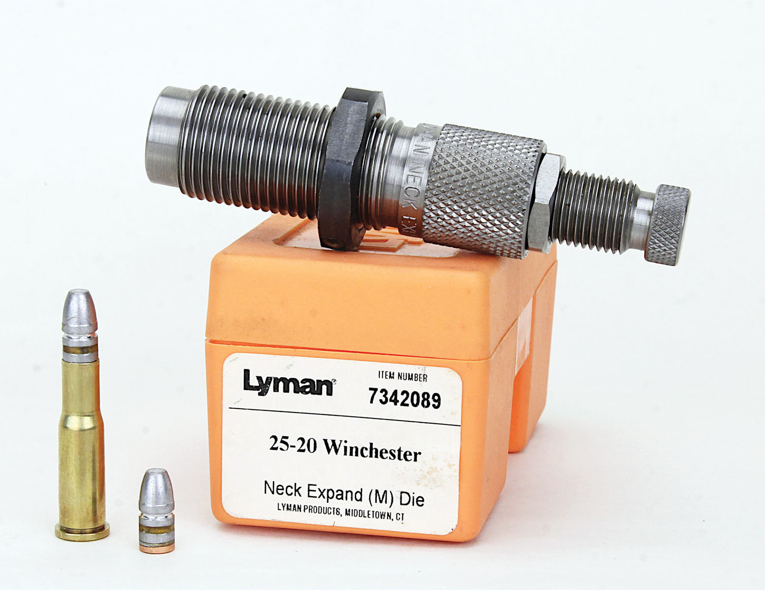 The Lyman M Die expands case mouths to avoid damaging lead bullets when seating.