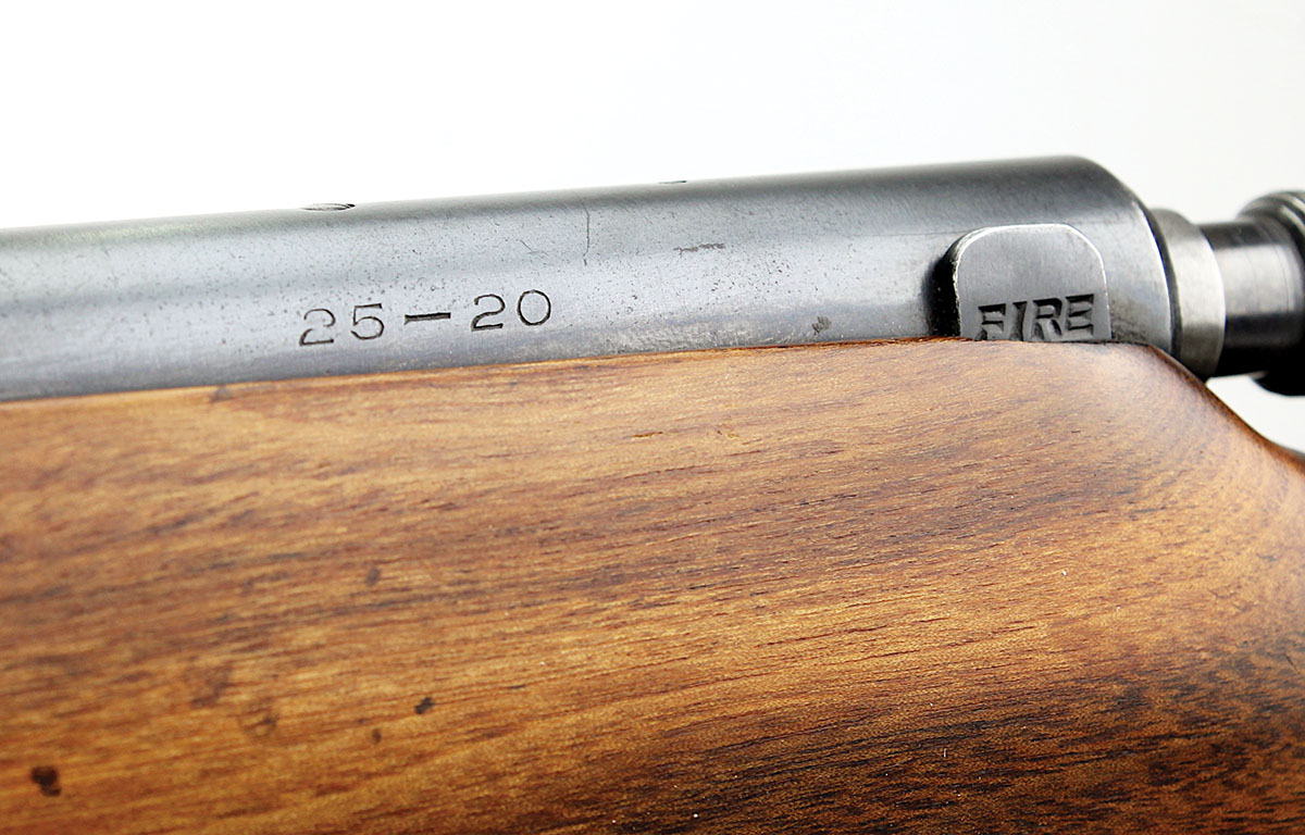 Savage stamped the cartridge designation on the receiver, rather than the barrel of the Model 23.