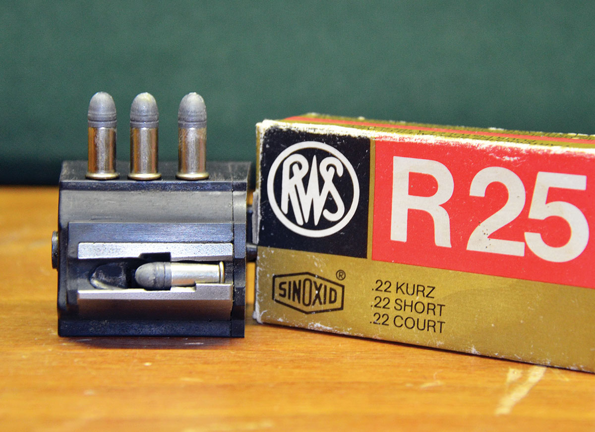 Probably the biggest challenge in building the Firefly was to make it reliably feed 10 .22 Short cartridges from this modified 10/22 magazine. It has proven to be as reliable as the Ruger magazine in .22 Long Rifle.