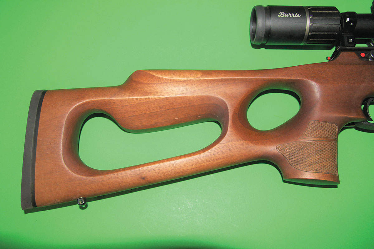 The carved walnut stock is extremely well balanced and highly ergonomic. Its overall shape proved versatile, whether shot over a rest, bipod or offhand.