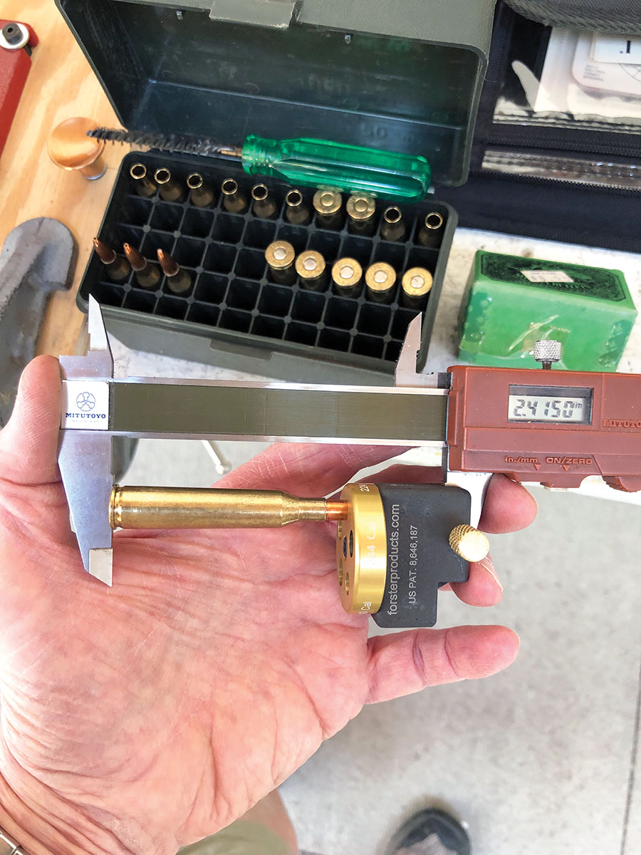 The Forster Datum Dial kit is one of the best tools in Randy’s experience for establishing base-of-cartridge to bullet ogive datum and base-of-cartridge to case shoulder datum dimensions. Both dimensions are critical to precision setup of the bullet-seating die and neck-sizing or shoulder-bump die.