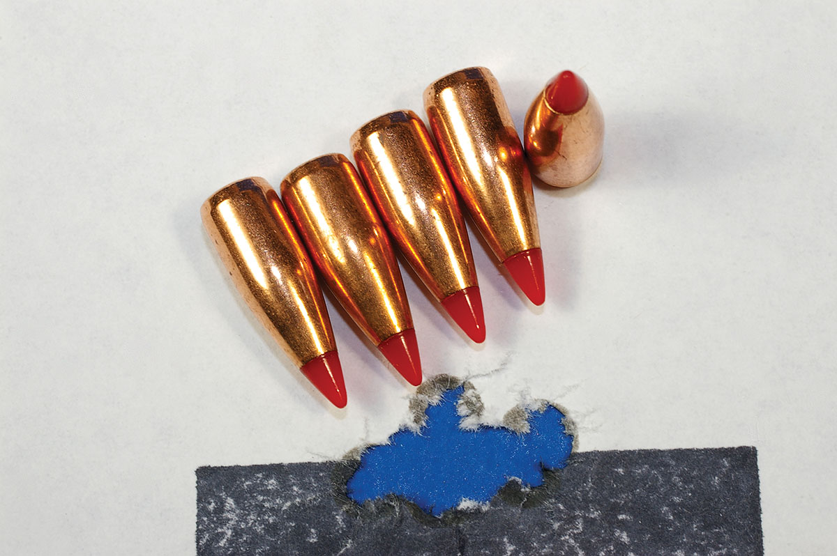 The .221 Fireball burns only 15.5 grains of powder to fire Hornady 40-grain V-MAX bullets at close to 3,500 fps.