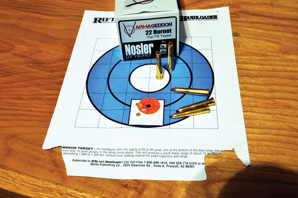 Nosler Varmageddon loads provided this five-shot group measuring .609 inch.