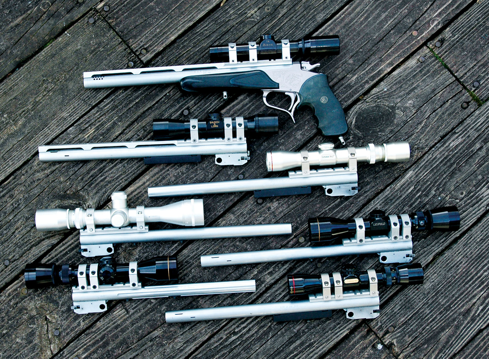 This custom T/C Contender built by SSK Industries with its seven interchangeable barrels chambered for cartridges ranging from .223 Remington to .45-70 does an excellent job of illustrating the versatility of Warren Center’s extremely successful design.