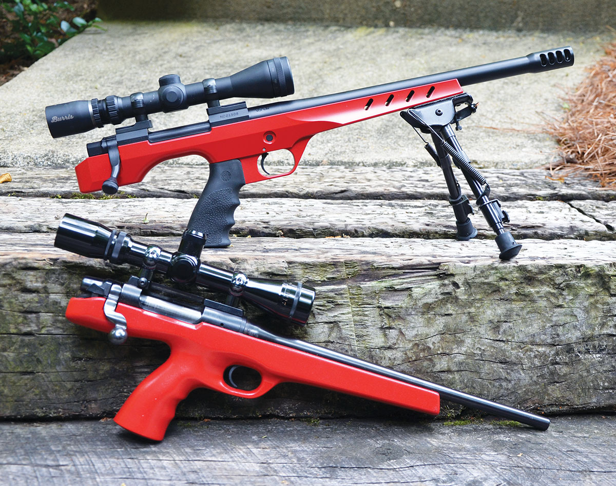 Both the Nosler Model 48 Custom Handgun in 6.5 Creedmoor (top) and the XP-100 in 7mm BR Remington with a McMillan stock (bottom) are quite accurate.