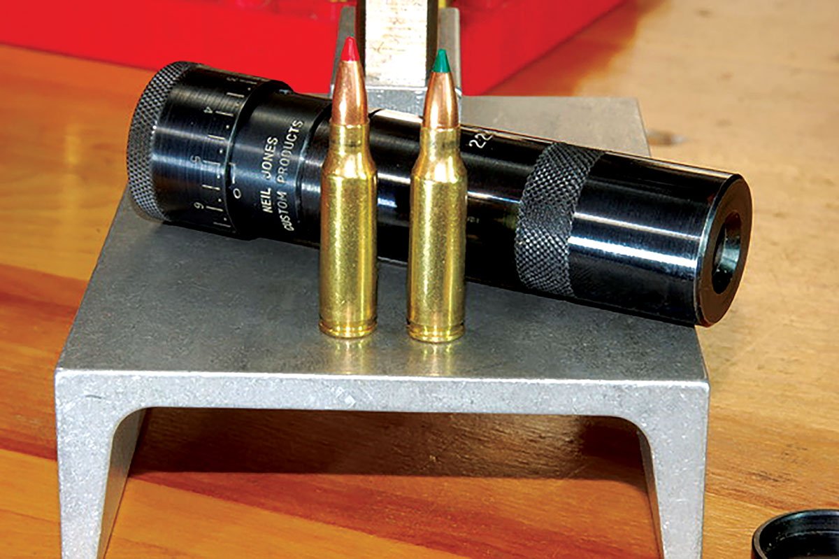 Test bullets included a Nosler 50-grain Ballistic Tip (left) and a Sierra 40-grain BlitzKing.