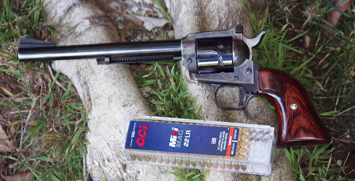 The Colt New Frontier Buntline model and 100 rounds of CCI .22LR ammunition. It may surprise shooters how many varmints they can account for in a day afield.