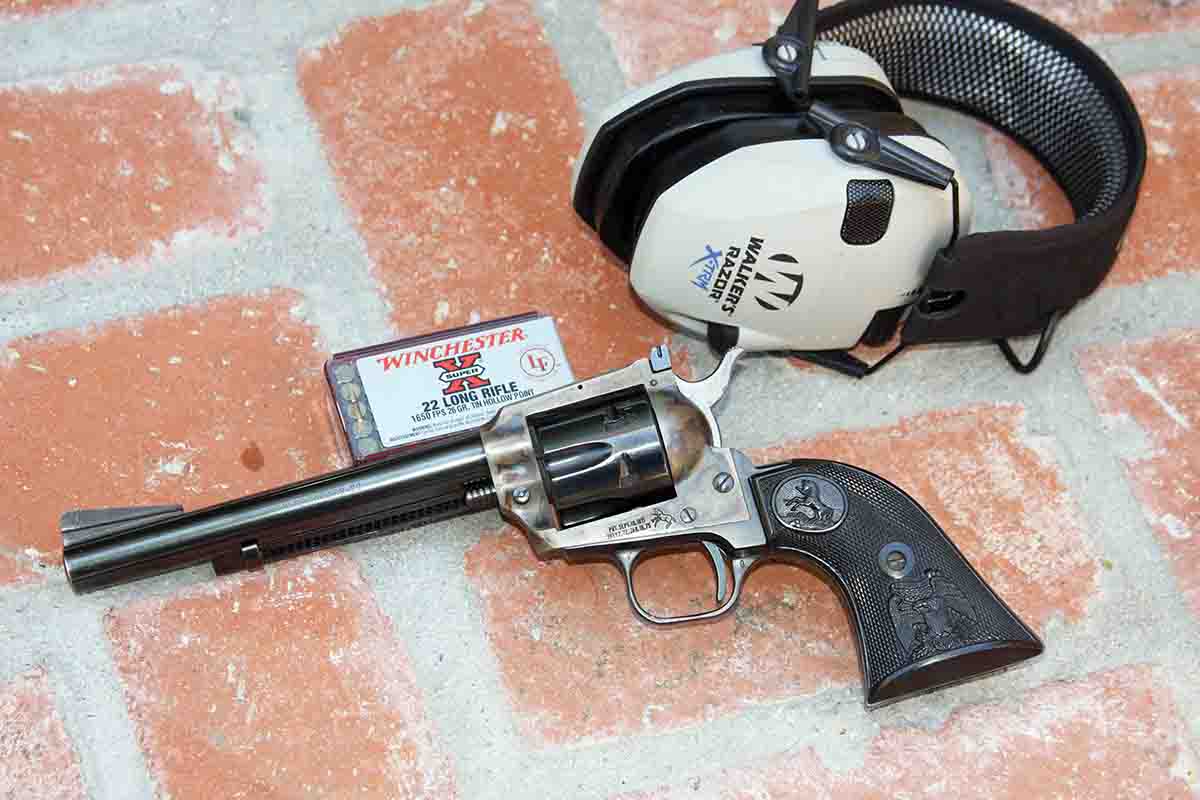 The midsize Colt New Frontier with a 6-inch barrel doesn’t feel much different (except for the authentic Colt grips) than the Buntline version, and it can also handle its assigned mission.