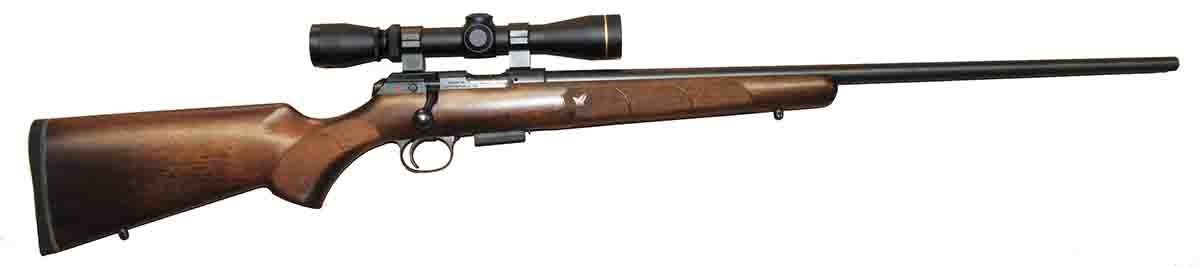 The CZ .22 Winchester test rifle provided neat, five-shot groups at 50 yards with a variety of loads.