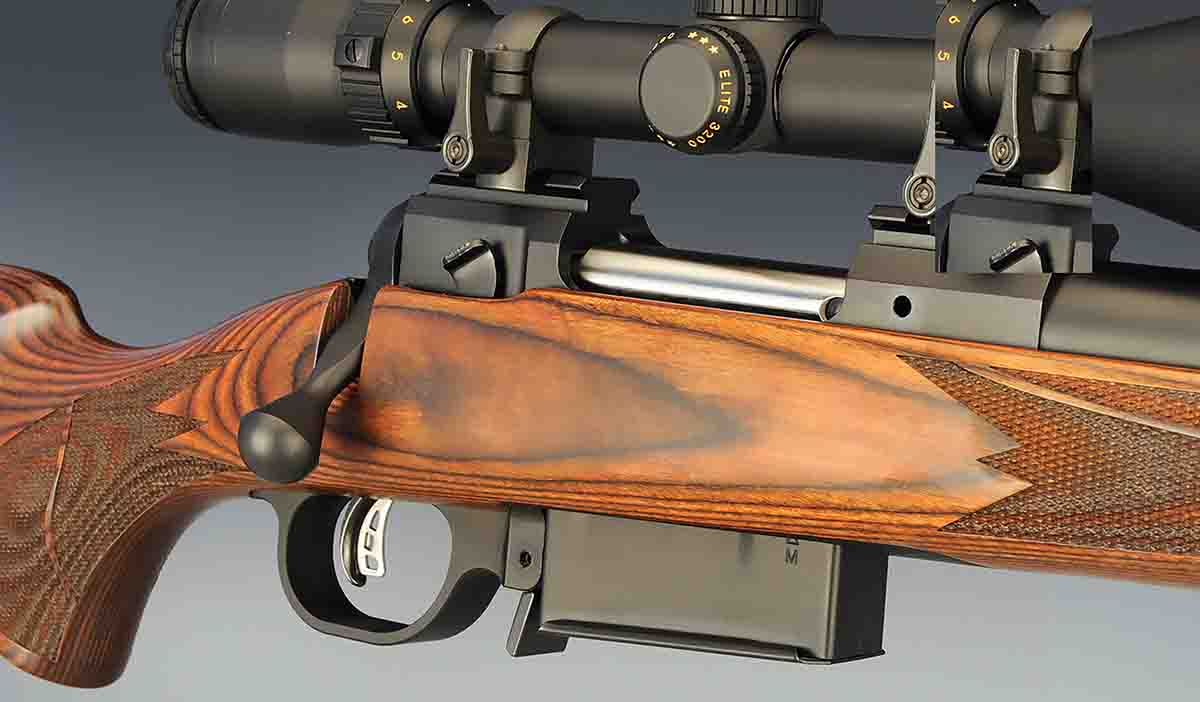 The Picatinny rail is machined into the receiver and to this, Stan added Leupold detachable rings for travel. The magazine offers plenty of a reveal to grasp when reloading and there are twin gas relief ports on either side of the receiver.