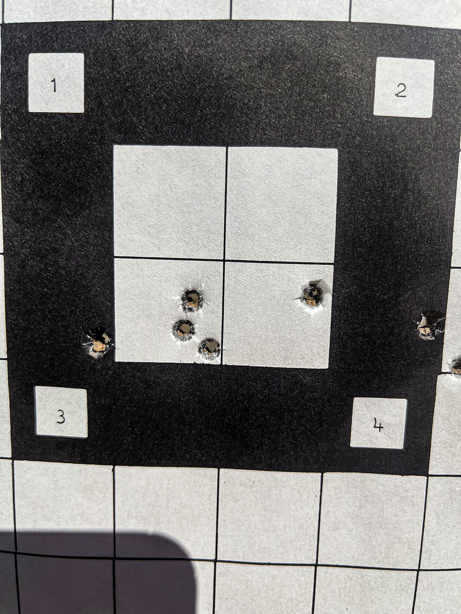 Despite being more than a 3-inch group, a prone prairie dog sunning at midday would probably have succumbed to all seven of these shots.