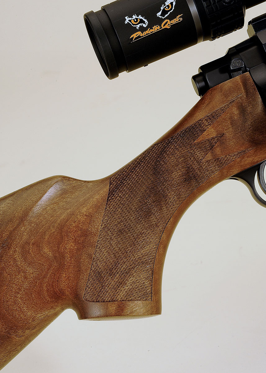 There is an ample amount of checkering around the pistol grip, all cut in a point pattern. There is no pistol grip cap, something that is always nice to have in the field to protect this part of the gun from chipping when shooting prone.